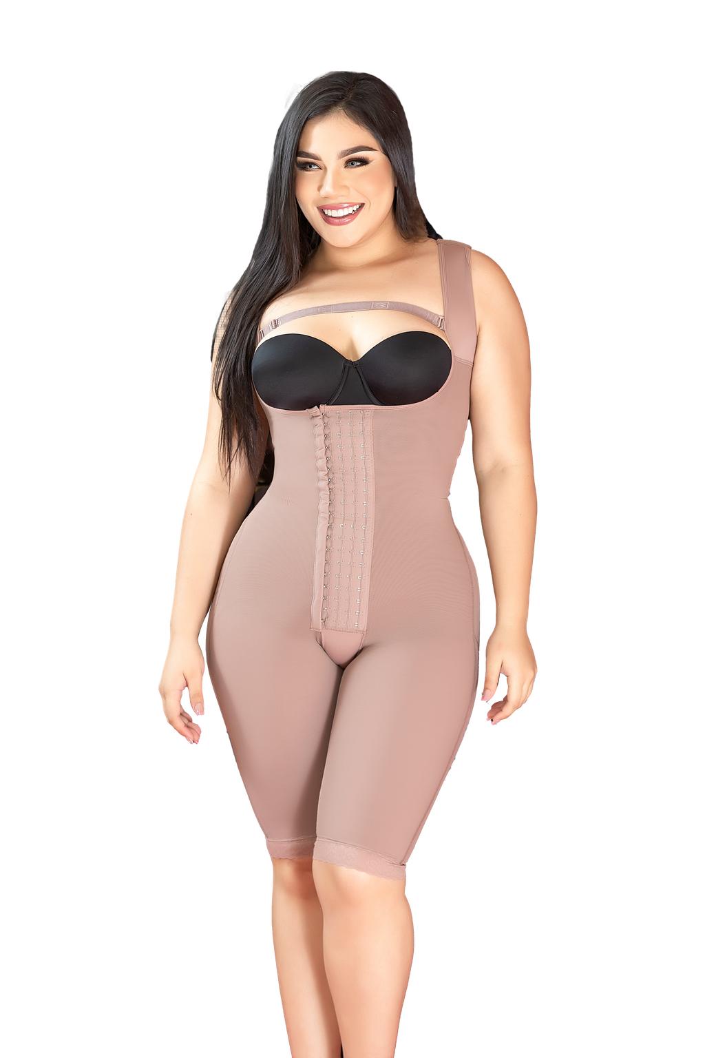 1103-Curve control silhouette garment knee length high back