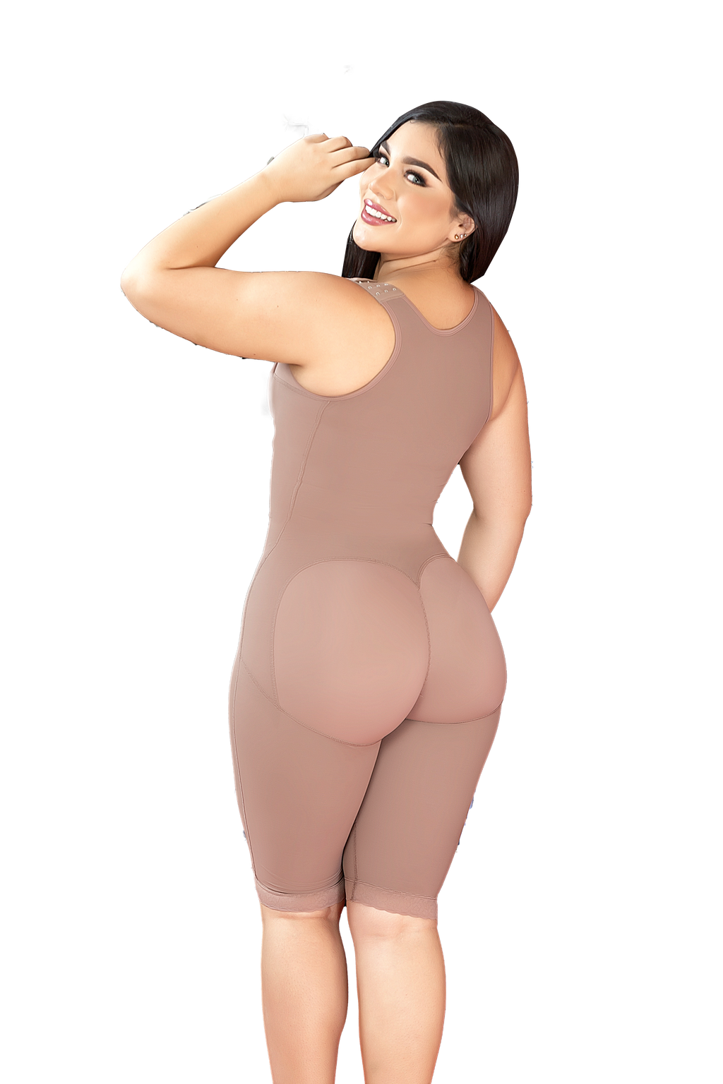 1103-Curve control silhouette garment knee length high back