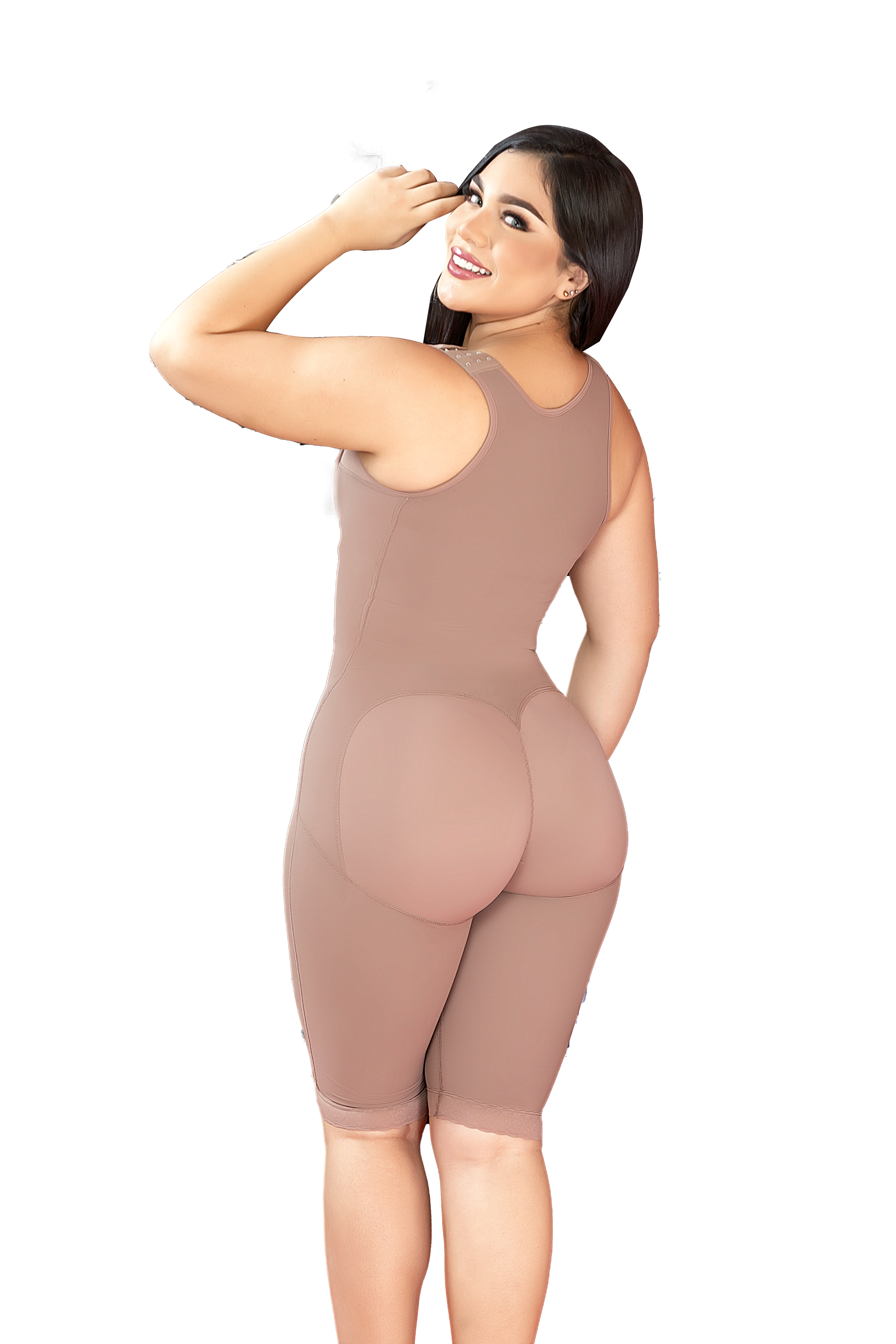 1103-Curve control silhouette garment knee length high back