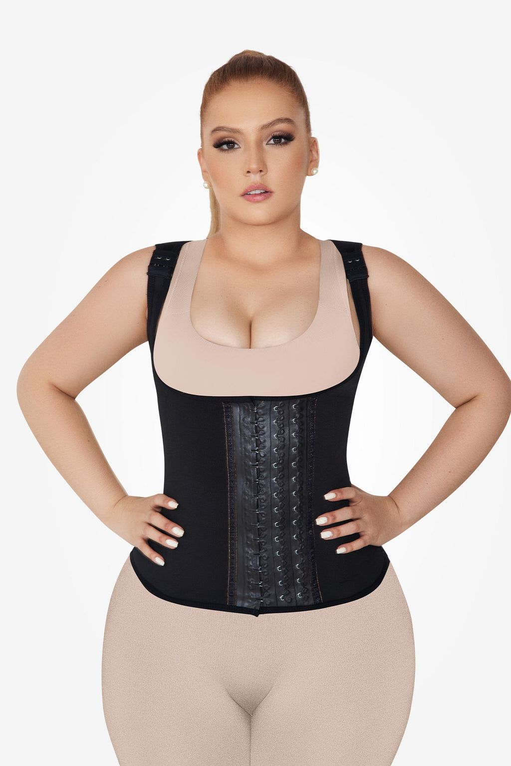 8093 | Latex Workout Vest Waist Trainer with Hook Straps