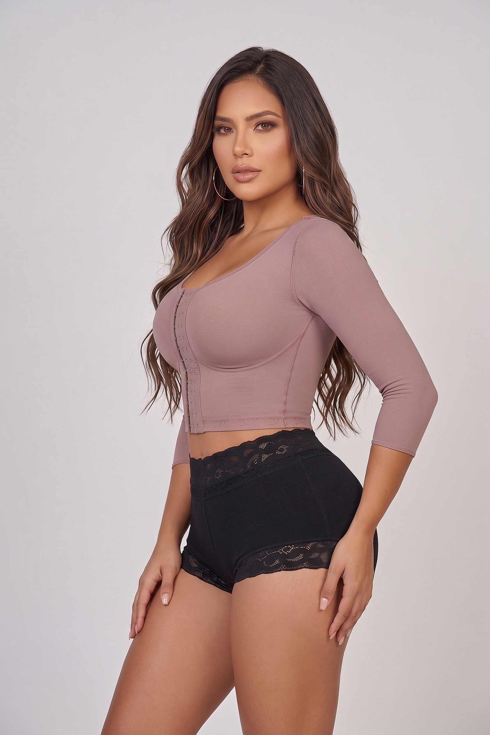 4008-Post surgical bra with sleeves & front closure